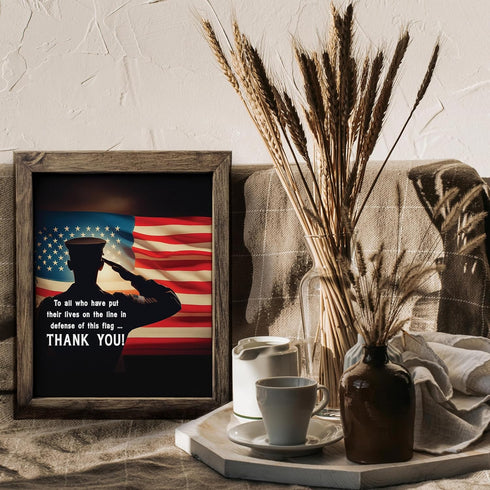 Posterizer 1 pcs-To All Who Have Defended This Flag-thank you-Motivational & Inspirational Art-Gift for Patriots, America Fans-Living Room Bedroom...